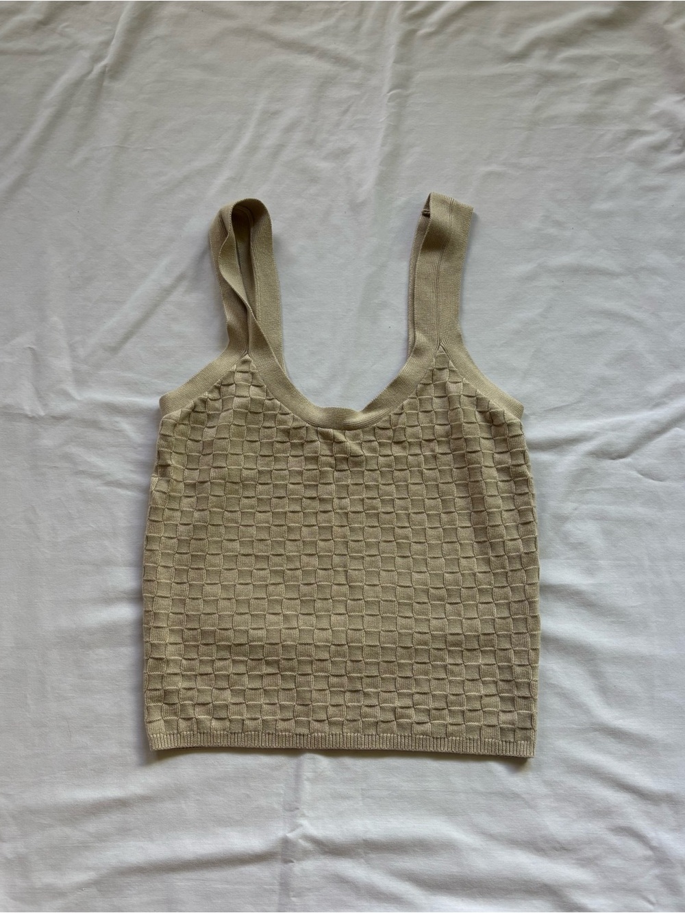 A&F Beige Textured Knit Tank Top